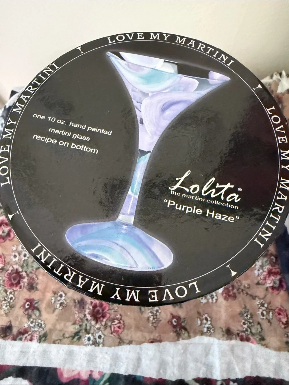 Lolita Purple Haze Hand Painted Martini Glass Gift Box